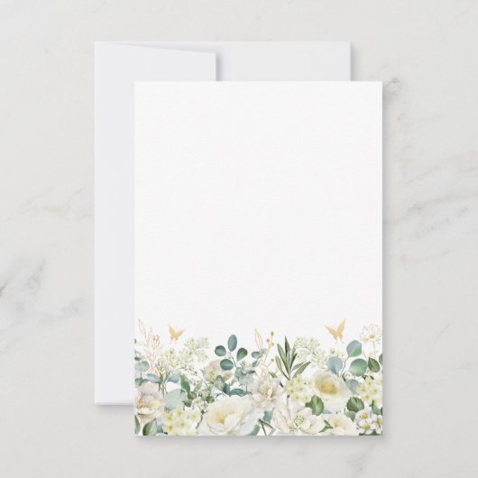 Witte en groene bloemen 18e verjaardag save the date (Achterkant)