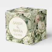 Witte en Groene Bloemen Bruiloft Suiker Cookies Bedankdoosjes (Voorkant Zijde)