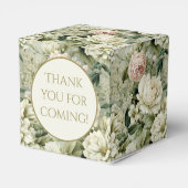 Witte en Groene Bloemen Bruiloft Suiker Cookies Bedankdoosjes (Achterkant)