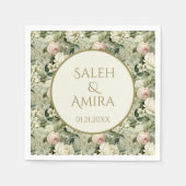 Witte en Groene Bloemen Bruiloft Suiker Cookies Servet (Voorkant)