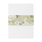 Witte en Groene Bloemen Buik Band Bruiloft Uitnodigingen Wikkel (Achterkant Voorbeeld)