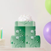 Witte en groene bloemen cadeaupapier