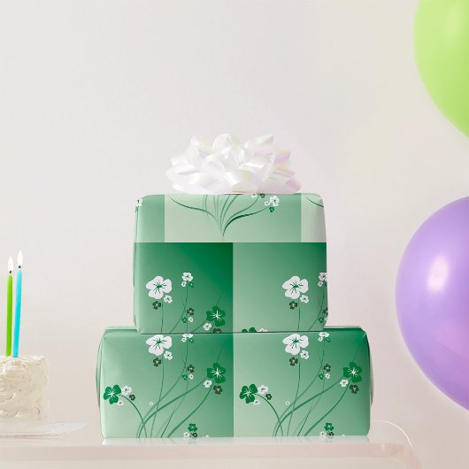 Witte en groene bloemen cadeaupapier