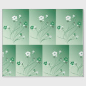 Witte en groene bloemen cadeaupapier (Vlak)