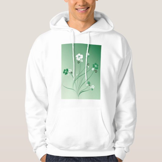 Witte en groene bloemen hoodie (Voorkant)