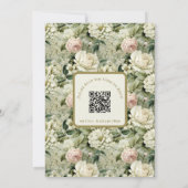 Witte en Groene Bloemen Islamitische Huwelijk Kaart (Achterkant)