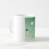 Witte en groene bloemen koffiemok (Voorkant links)