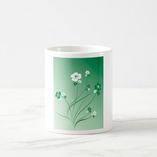 Witte en groene bloemen koffiemok