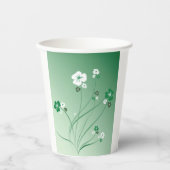 Witte en groene bloemen papieren bekers (Voorkant)