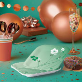 Witte en groene bloemen papieren bordje