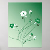 Witte en groene bloemen poster (Voorkant)