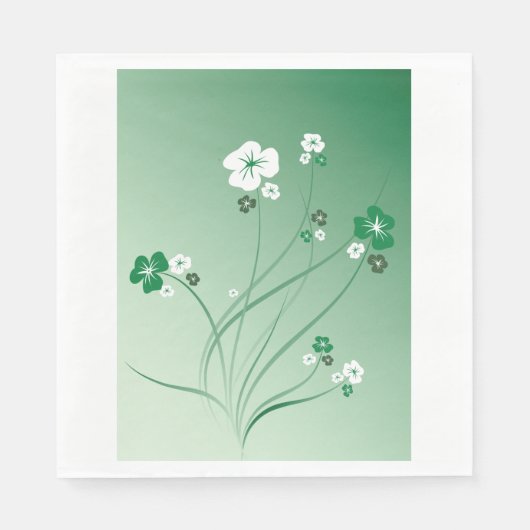 Witte en groene bloemen servet (Voorkant)