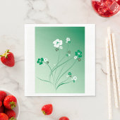 Witte en groene bloemen servet