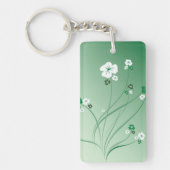 Witte en groene bloemen sleutelhanger (Voorkant)