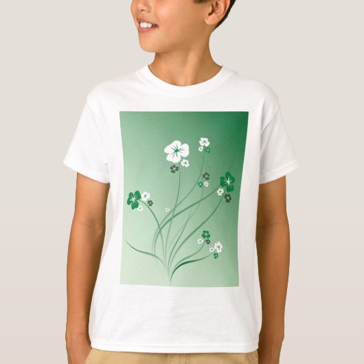 Witte en groene bloemen t-shirt (Voorkant)