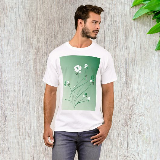 Witte en groene bloemen t-shirt