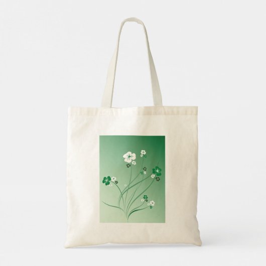 Witte en groene bloemen tote bag (Achterkant)