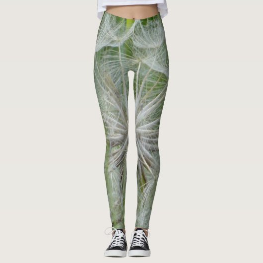 Witte en groene bloemenleggins leggings (Voorkant)