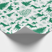 Witte en groene bosrijke rendieren cadeaupapier (Hoek)