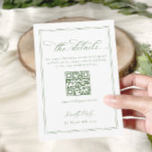 Witte en groene bruiloft details QR-code Informatiekaartje