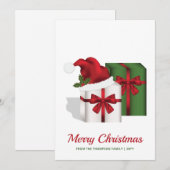 Witte en groene cadeaudozen met aangepaste tekst feestdagenkaart (Voorkant / Achterkant)