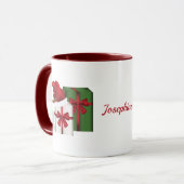 Witte en groene cadeaudozen met een aangepaste naa mok (Voorkant links)