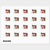 Witte en groene cadeaudozen met een kerstmuts vierkante sticker (Vel)