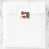 Witte en groene cadeaudozen met een kerstmuts vierkante sticker (Tas)