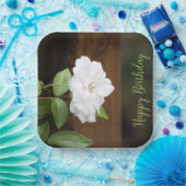 Witte en groene elegant vierkant papieren bordje (Feest)