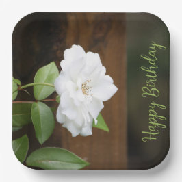 Witte en groene elegant vierkant papieren bordje