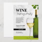 Witte en groene elegante wijnproeverij kaart (Voorkant / Achterkant)