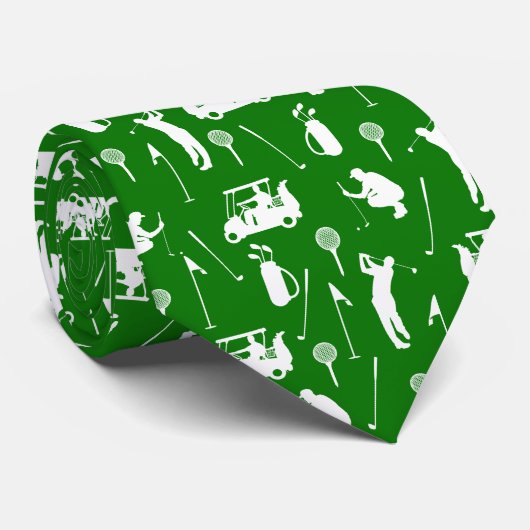Witte en groene golfsymbolen Patroon Stropdas (Opgerold)