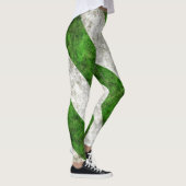 Witte en groene grunge strepen leggings (Rechts)