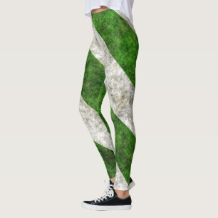 Witte en groene grunge strepen leggings