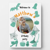 Witte en groene Halloween verjaardagsfeestje welko Fotoplaat (voorkant)