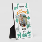 Witte en groene Halloween verjaardagsfeestje welko Fotoplaat (Zijkant)