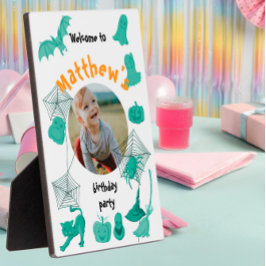 Witte en groene Halloween verjaardagsfeestje welko Fotoplaat