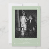 Witte en groene hand getrokken bruiloft kaart (Achterkant)