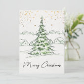 Witte en Groene Hand getrokken Schattigee Vrolijke Kaart (Staand voorkant)