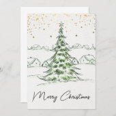 Witte en Groene Hand getrokken Schattigee Vrolijke Kaart (Voorkant / Achterkant)