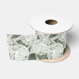 Witte en groene hortensiatuin bloemstuk satijnen lint