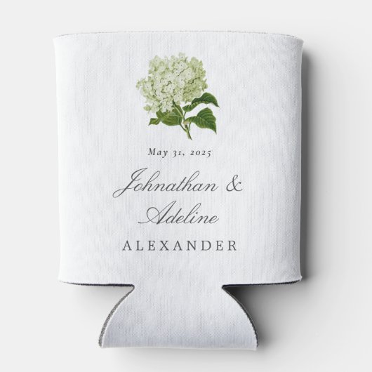 Witte en groene Hydrangea bruiloft gunst Blikjeskoeler (Achterkant)