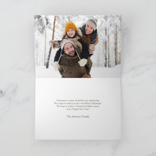 Witte en groene kerst Botanische lijn Kunst Foto H Feestdagen Kaart (Binnen)