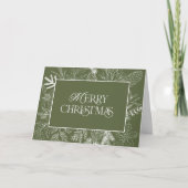 Witte en groene kerst Botanische lijn Kunst Foto H Feestdagen Kaart (Voorkant)