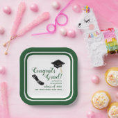 Witte en groene klasse van 2025 Afstuderen Papieren Bordje (Feest)