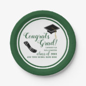 Witte en groene klasse van 2025 Afstuderen Papieren Bordje (Voorkant)