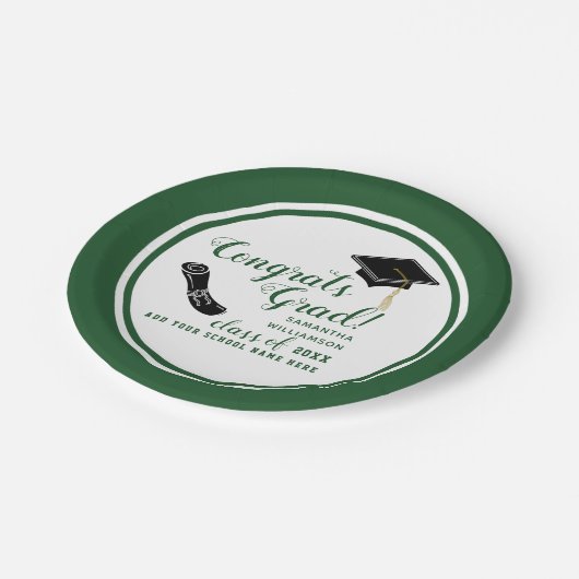 Witte en groene klasse van 2025 Afstuderen Papieren Bordje (Gekanteld)