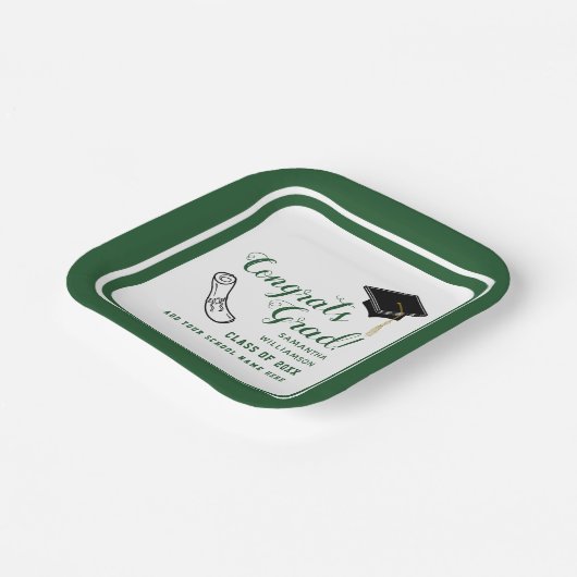 Witte en Groene Klasse van 2025 Congrats Afstudeer Papieren Bordje (Gebogen)