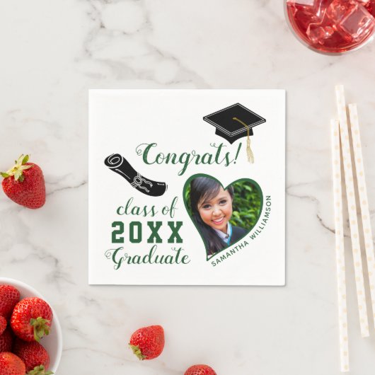Witte en Groene Klasse van 2025 Congrats Afstudere Servet (Insitu)