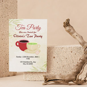 Witte en groene Olivia's Tea Party uitnodiging
